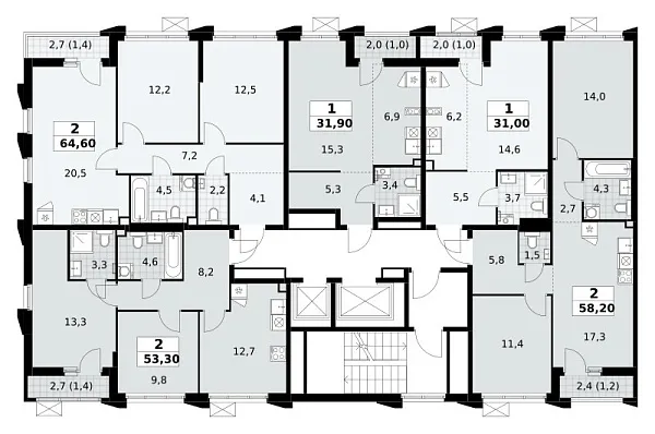 Количество комнат: 1,  31.9 кв.м.