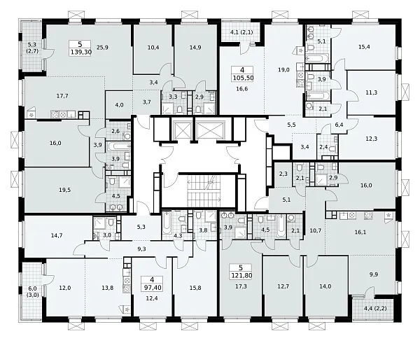 Количество комнат: 4,  97.4 кв.м.