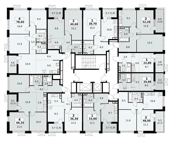 Количество комнат: 4,  66.2 кв.м.