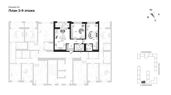 Количество комнат: 2,  75.5 кв.м.