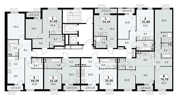 Количество комнат: 3,  59.7 кв.м.