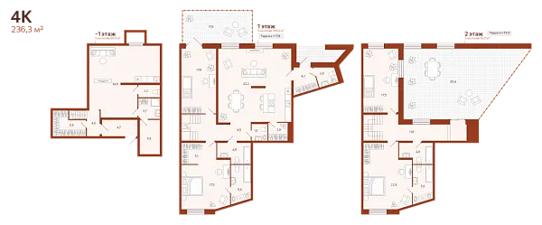 Новая 4-к квартира
 236.26 м² на 1/14 этаже в ЖК «ЖК Новатор» в городе Тюмень 