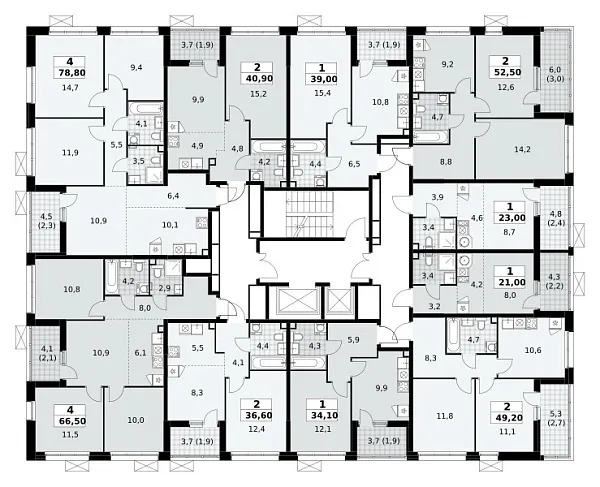 Количество комнат: 2,  49.2 кв.м.