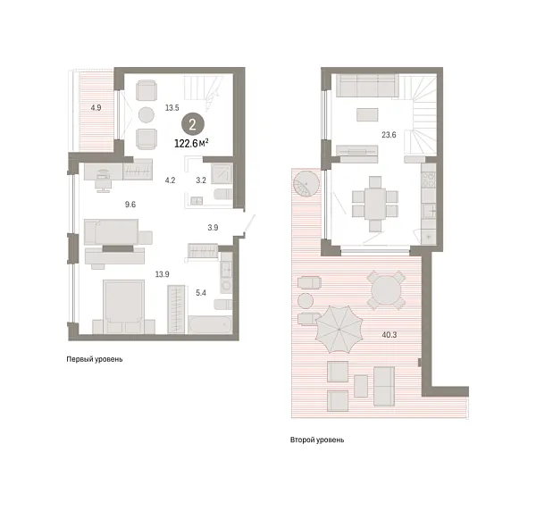Новая 2-к квартира
 122.56 м² на 8/8 этаже в ЖК «Октябрьский на Туре» в городе Тюмень 