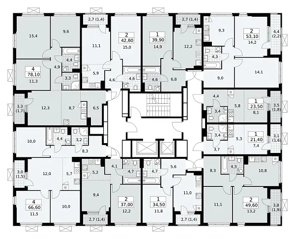 Количество комнат: 2,  42.7 кв.м.