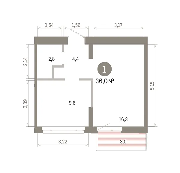 Количество комнат: 1,  36.03 кв.м.