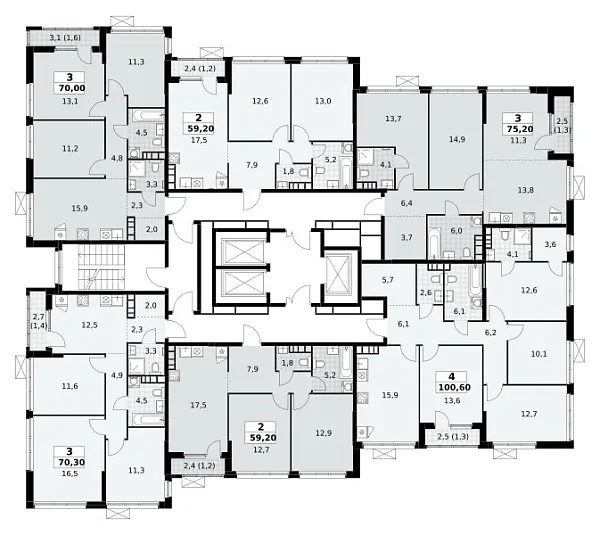 Количество комнат: 3,  70 кв.м.