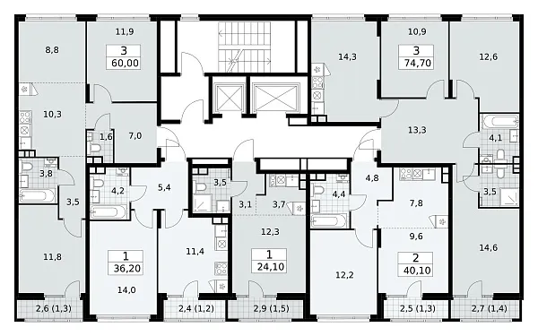Количество комнат: 2,  39.7 кв.м.