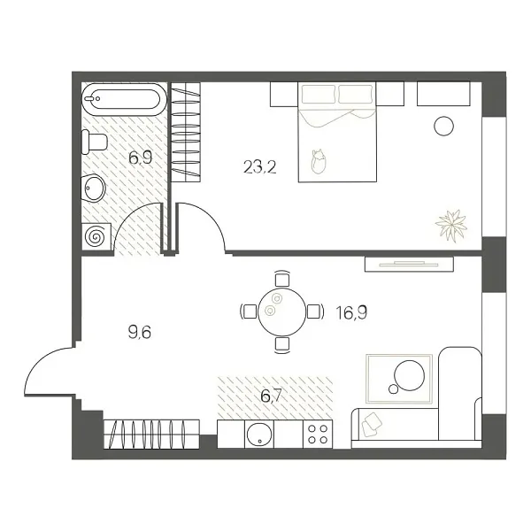 Новая 1-к квартира
 63.3 м² на 3/12 этаже в ЖК «White House» в городе Тюмень 