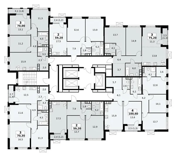Количество комнат: 4,  100.6 кв.м.