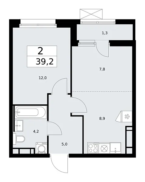 Новая 2-к квартира
 39.2 м² на 15/17 этаже в ЖК «Скандинавия» в городе Тюмень 