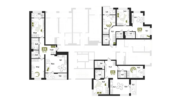 Количество комнат: 3,  82.1 кв.м.