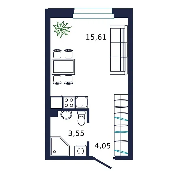 Новая квартира-студия
 22.8 м² на 18/19 этаже в ЖК «Норден» в городе Тюмень 