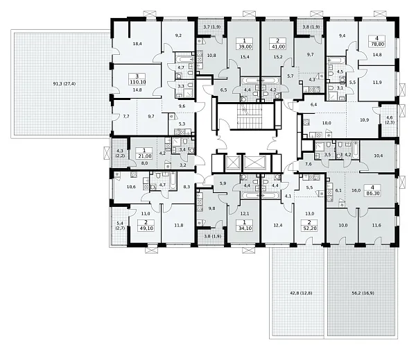 Количество комнат: 3,  110.1 кв.м.