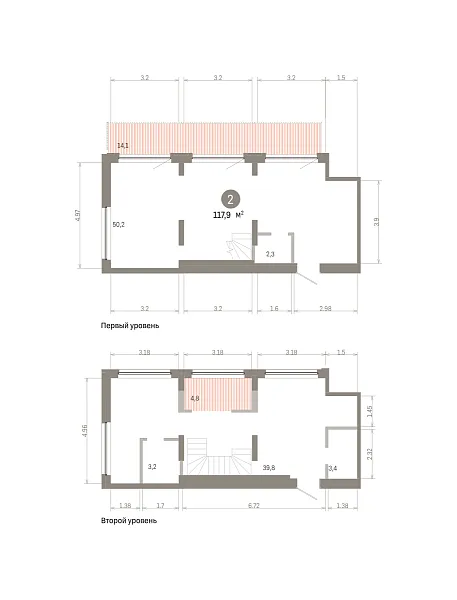 Количество комнат: 2,  117.86 кв.м.