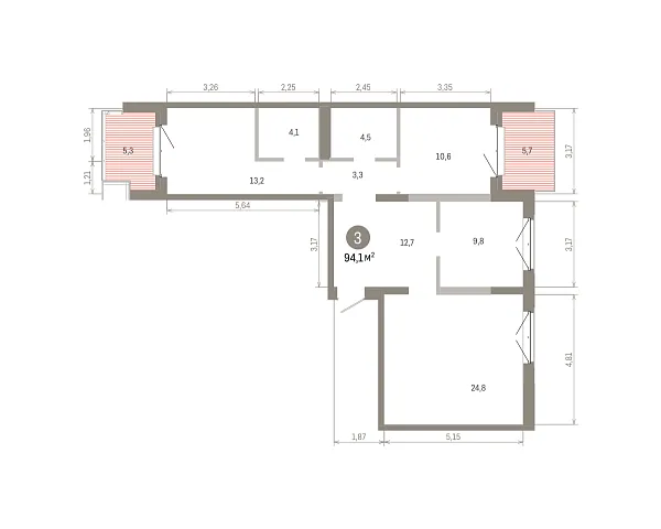 Количество комнат: 3,  94.07 кв.м.