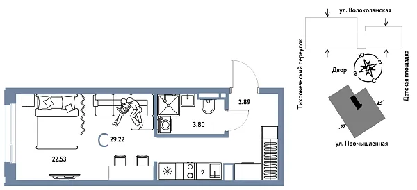 Новая квартира-студия
 29.22 м² на 17/20 этаже в ЖК «Страна.Прибрежная» в городе Тюмень 