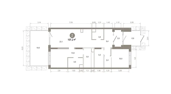Количество комнат: 2,  107.16 кв.м.