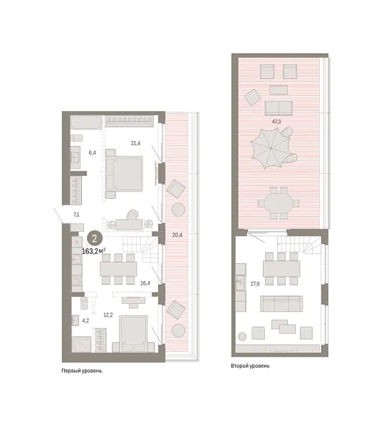 Новая 2-к квартира
 163.21 м² на 7/7 этаже в ЖК «Кварталы «На Минской»» в городе Тюмень 