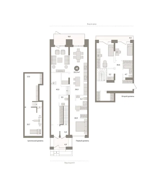 Новая 4-к квартира
 212.38 м² на 1/9 этаже в ЖК «Речной порт» в городе Тюмень 