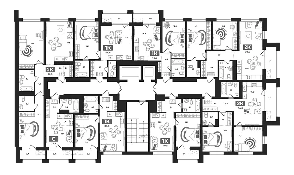 Количество комнат: 2,  57.6 кв.м.
