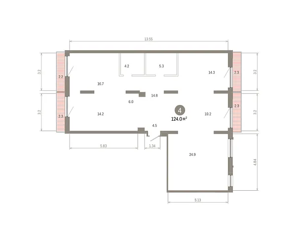 Количество комнат: 4,  123.95 кв.м.