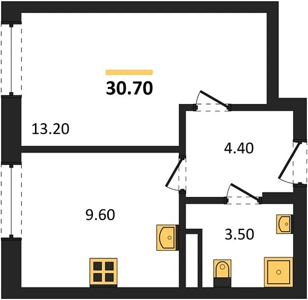 Новая 1-к квартира
 30.7 м² на 8/18 этаже в ЖК «Порто-Ново» в городе Тюмень 