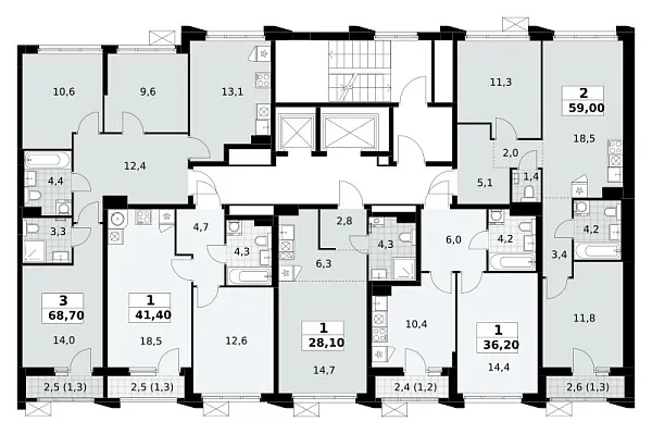 Количество комнат: 1,  41.4 кв.м.