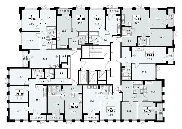 Количество комнат: 3,  75.3 кв.м.