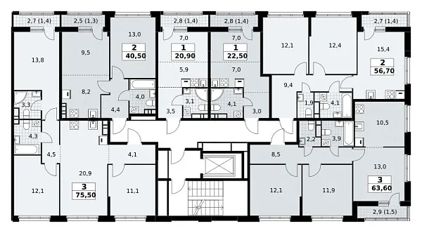 Количество комнат: 2,  40.4 кв.м.