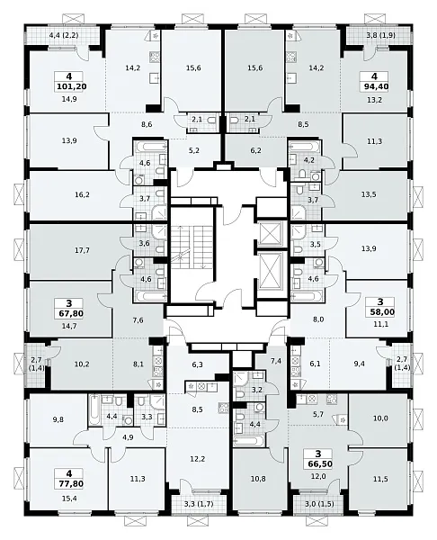 Количество комнат: 3,  58 кв.м.