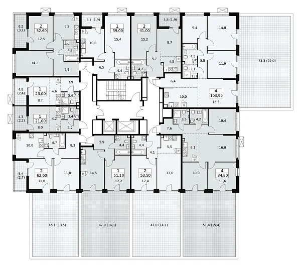 Количество комнат: 4,  84.8 кв.м.