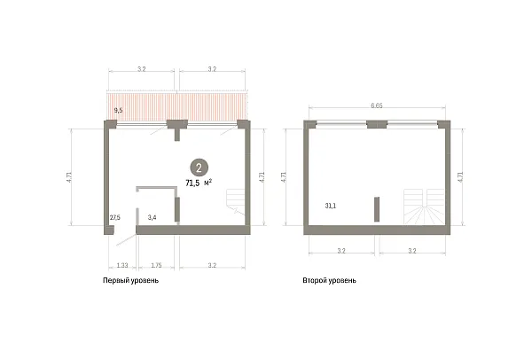 Количество комнат: 2,  71.48 кв.м.