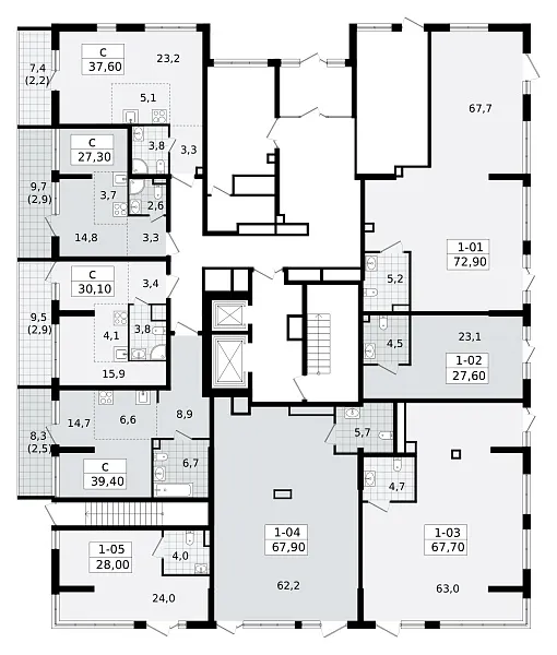 Количество комнат: 1,  39.2 кв.м.
