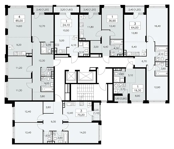 Количество комнат: 3,  64 кв.м.