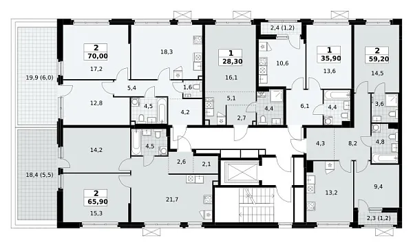 Количество комнат: 2,  59.2 кв.м.