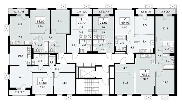 Количество комнат: 2,  40.5 кв.м.