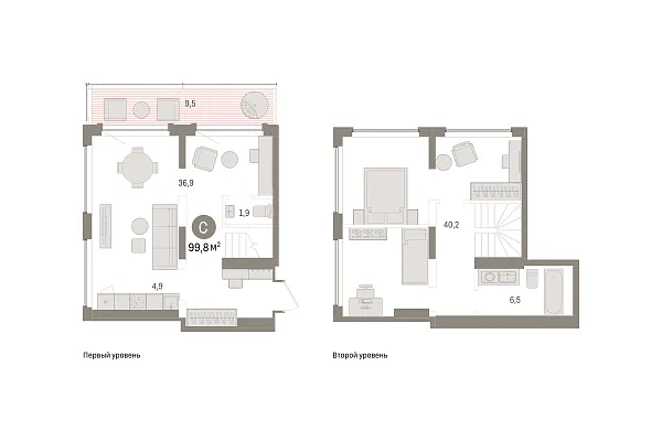 Новая 2-к квартира
 99.8 м² на 8/9 этаже в ЖК «Речной порт» в городе Тюмень 