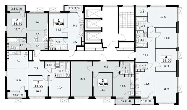 Количество комнат: 4,  92 кв.м.
