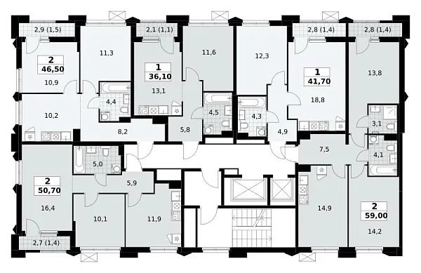 Количество комнат: 1,  41.7 кв.м.
