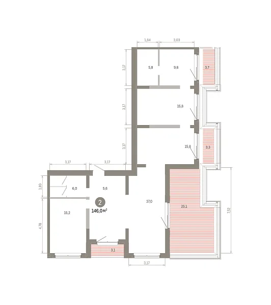 Количество комнат: 2,  146.03 кв.м.