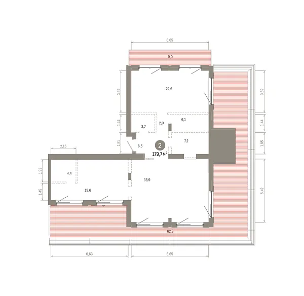 Количество комнат: 2,  179.74 кв.м.