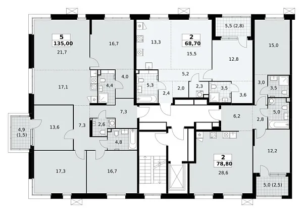 Количество комнат: 5,  135 кв.м.