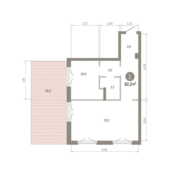 Количество комнат: 1,  82.32 кв.м.