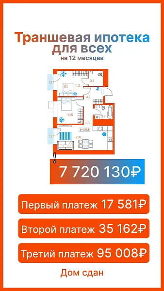 Количество комнат: 2,  58.1 кв.м.