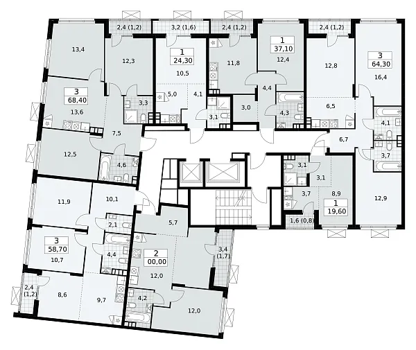 Количество комнат: 3,  67.9 кв.м.