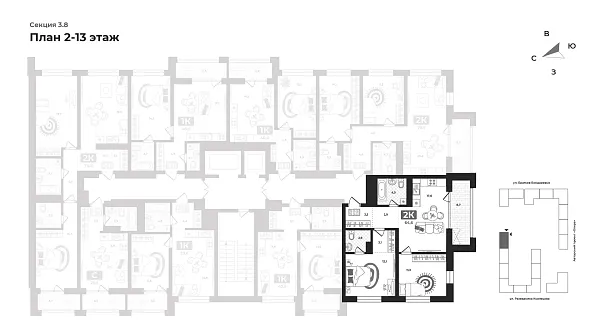 Количество комнат: 2,  57.6 кв.м.