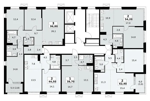 Количество комнат: 3,  96.8 кв.м.