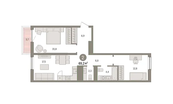 Новая 
  м² на / этаже в ЖК «» в городе Тюмень 