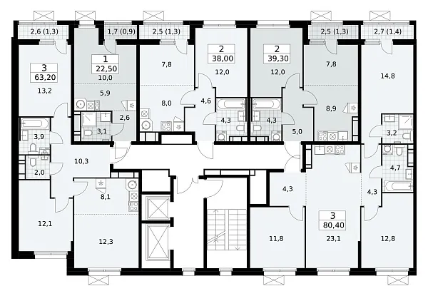 Количество комнат: 2,  38 кв.м.